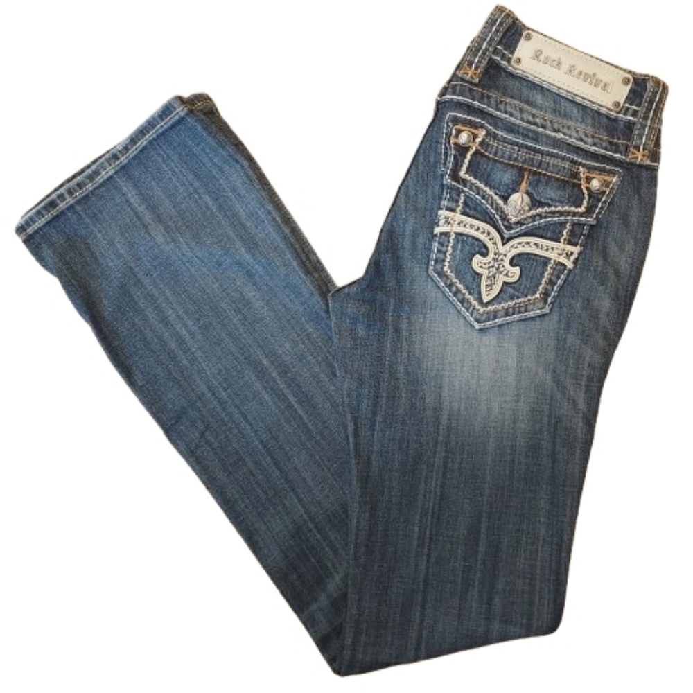 Rock & Revival Modelo Bootcut Boot Blue Denim Jeans Size 28 Tricia Wash